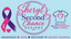 A digital graphic design for an awareness t-shirt, featuring a pink and purple ribbon with a semicolon, the text 'Sheryl's Second Chance DESIGNS', a purple t-shirt with a pink heart, and the slogan 'Wear HOPE. Spread AWARENESS. Inspire Change.'