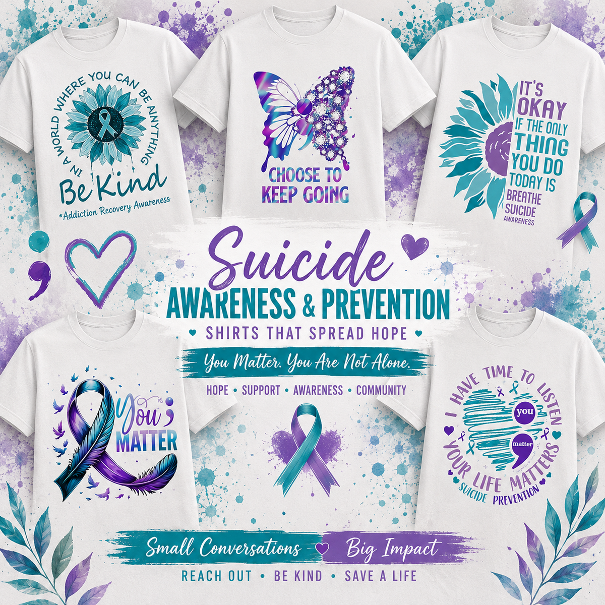 Suicide Awareness & Prevention T-shirt design collection