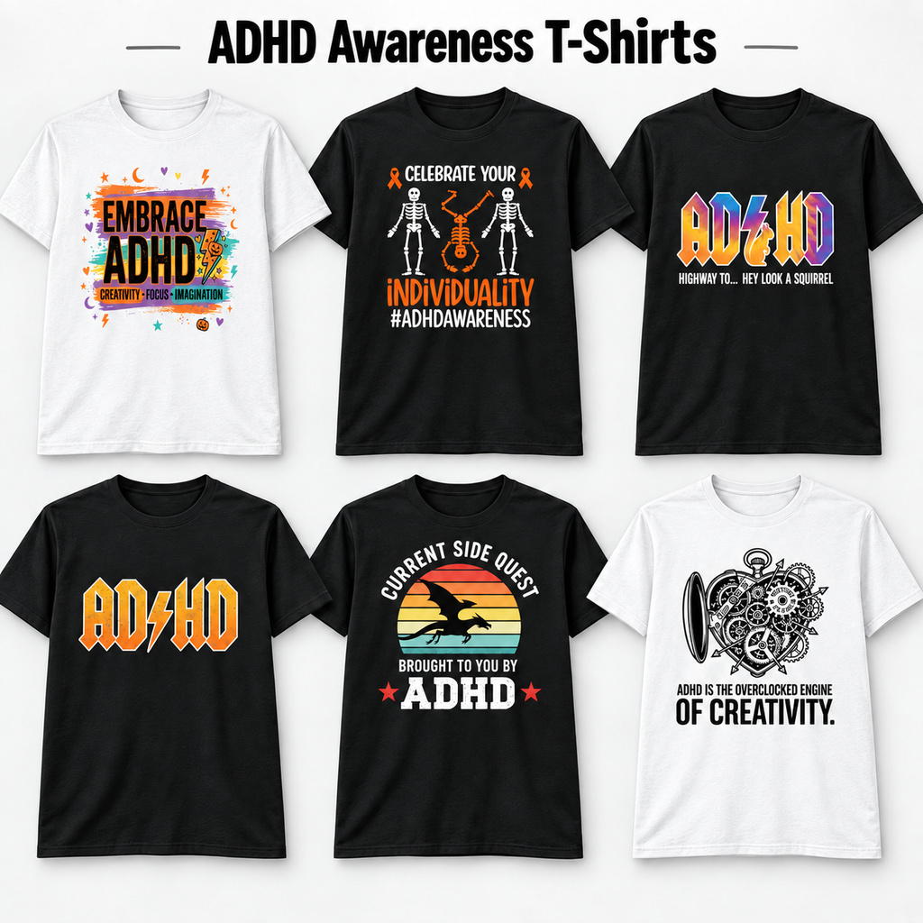 October 2026 ADHD Awareness T-shirt designs